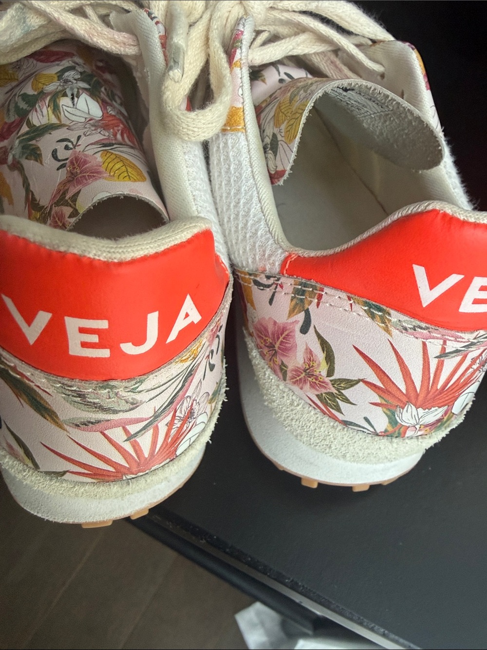 White Floral-Print Women's Veja Athletic Sneakers - Picture 7 of 7